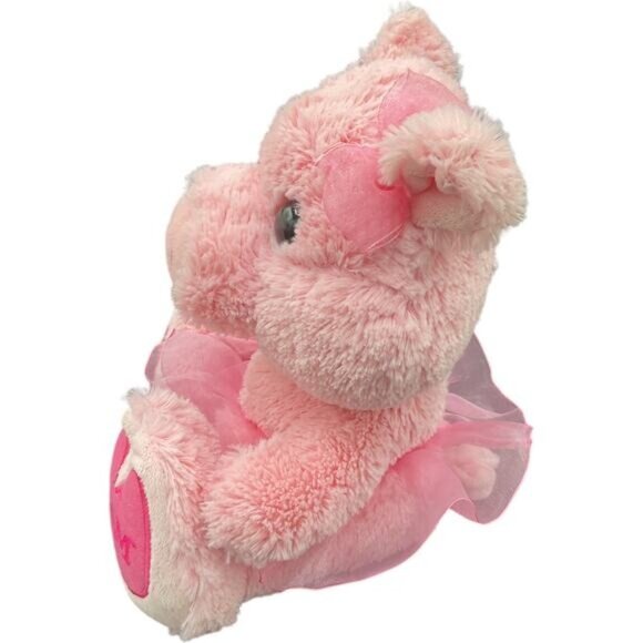 Aurora Pink Spam Plush Pig With Tutu & Bow Stuffed Animal Toy 11" Weighted - Picture 6 of 6